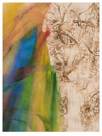 Change Fine Art Edition frontal – farbintensive Komposition mit Kontrast aus verbrannten Strukturen und leuchtenden Farben