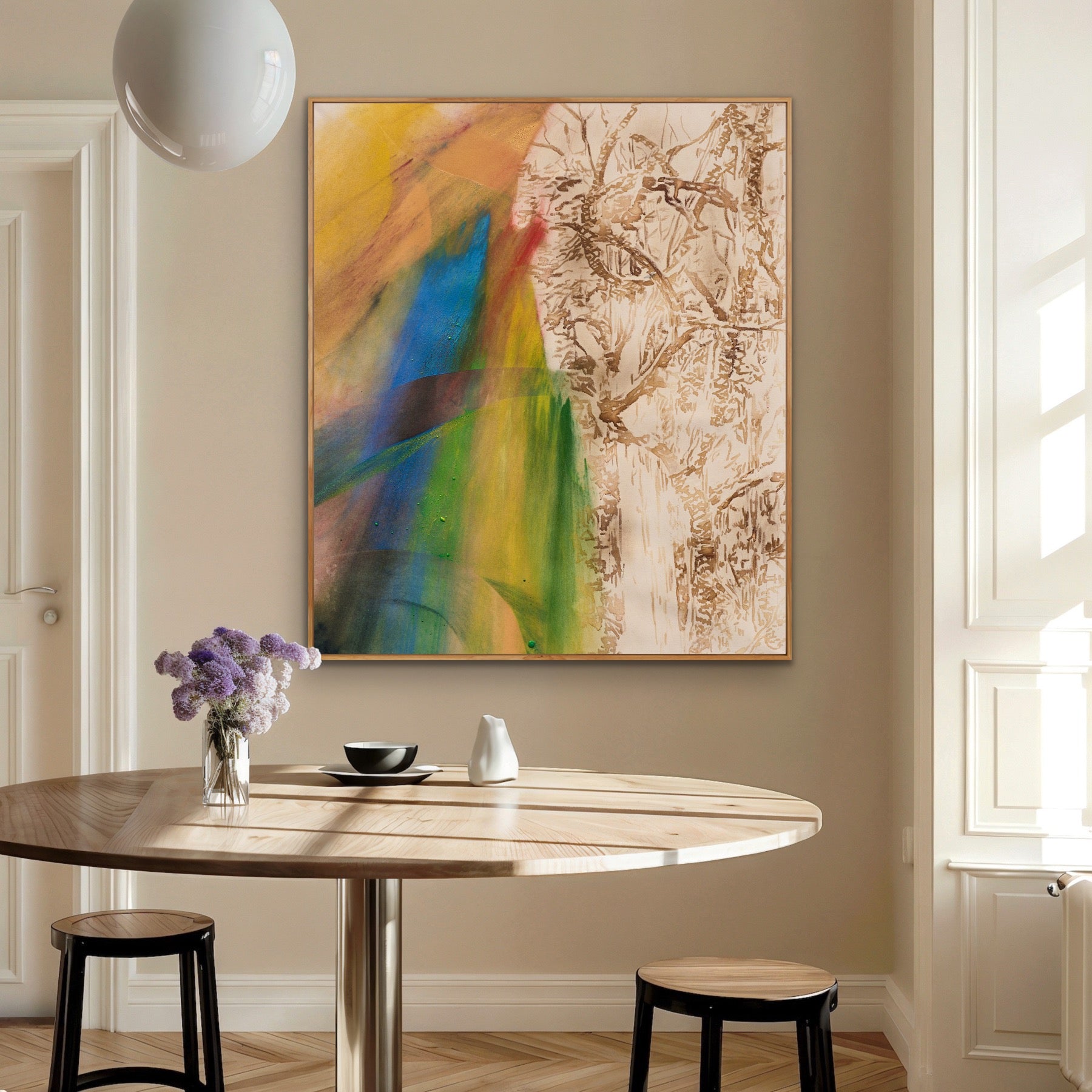 Change in modernem Interieur – intensives Farbspiel als zentraler Blickpunkt