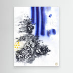 Charred Patterns Burning Canvas frontal – verbrannte Strukturen mit Blauverläufen und organischer Oberfläche