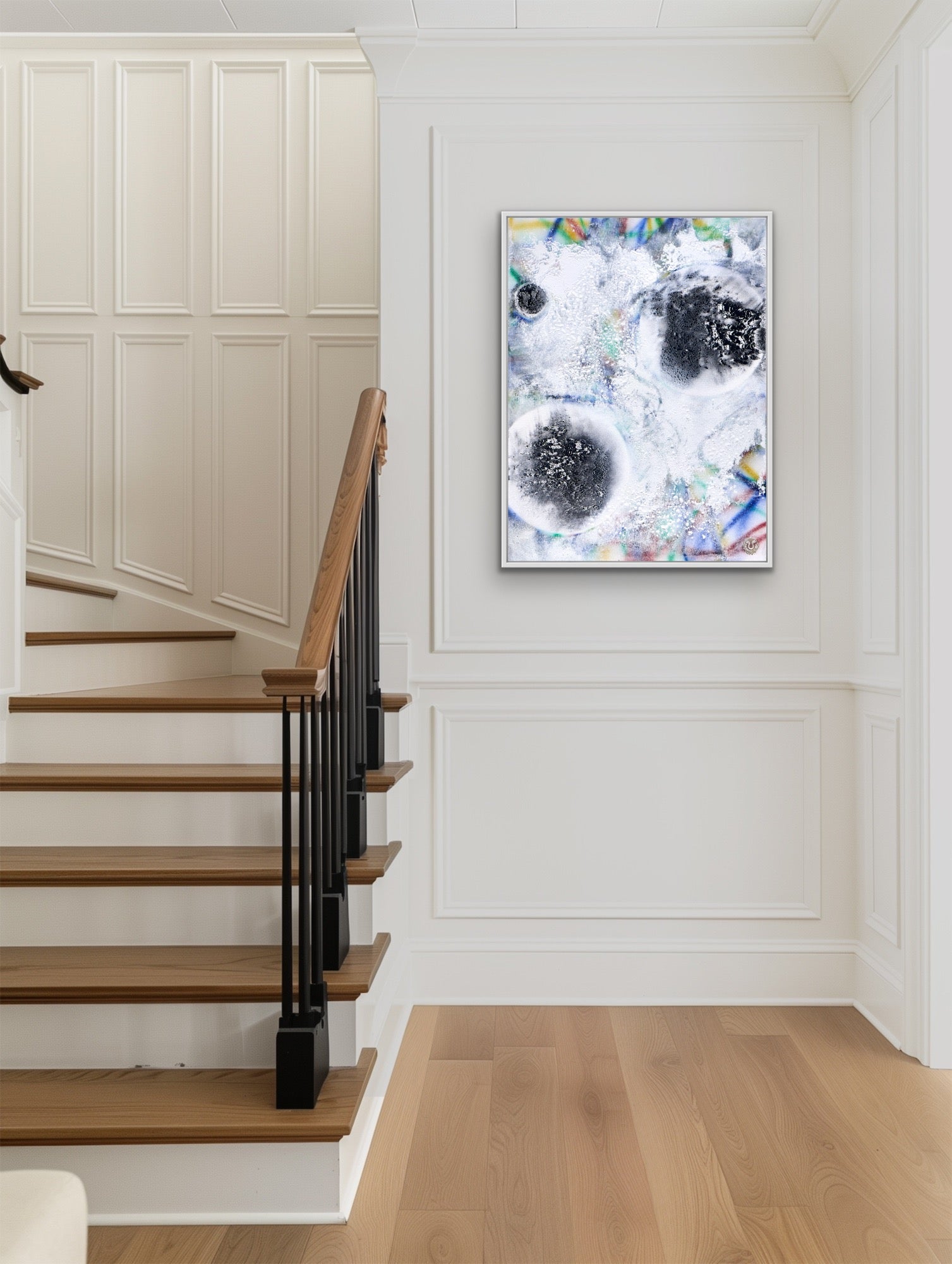 Cosmic Grid im Raum – modernes Kunstwerk mit kosmischer Anmutung und ruhiger Präsenz