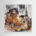 Fossil Signs Burning Canvas frontal – feuergeformte Strukturen mit roten, goldenen und dunklen Pigmenten