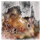 Fossil Signs Fine Art Edition frontal – feuergeformte Strukturen mit roten, goldenen und dunklen Pigmenten