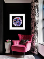Jalight framed light art print on modern wall interior, abstract circular artwork by Burningpictures