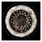 Lightphire circular abstract light artwork with textured surface and constellation-like elements, fine art print by Burningpictures