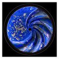 Pedelight circular abstract light artwork in ultramarine blue with palladium fragments, fine art print by Burningpictures