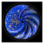 Pedelight circular abstract light artwork in ultramarine blue with palladium fragments, fine art print by Burningpictures