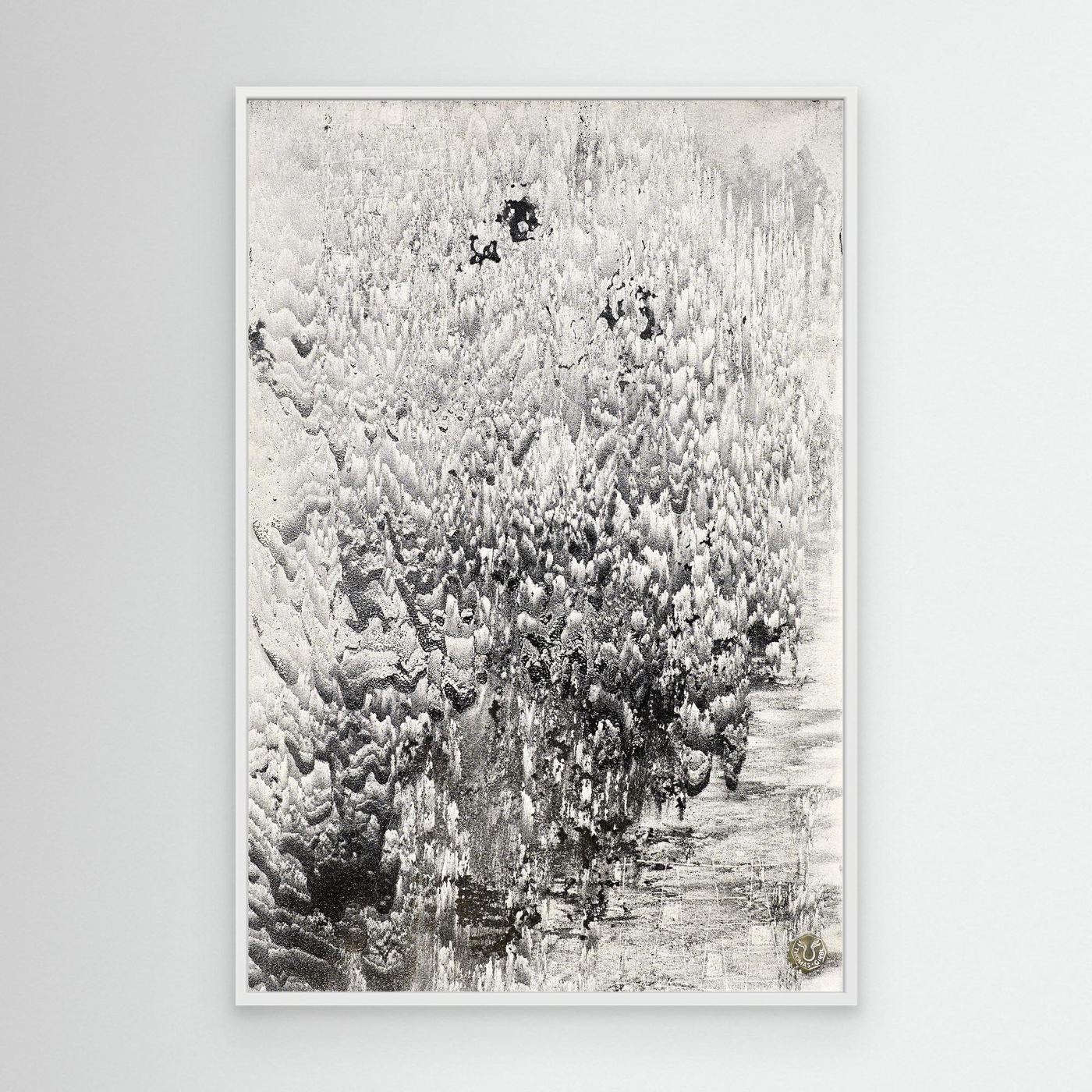 Solidified Fire mit weißem Rahmen – klare Darstellung der strukturierten, monochromen Oberfläche