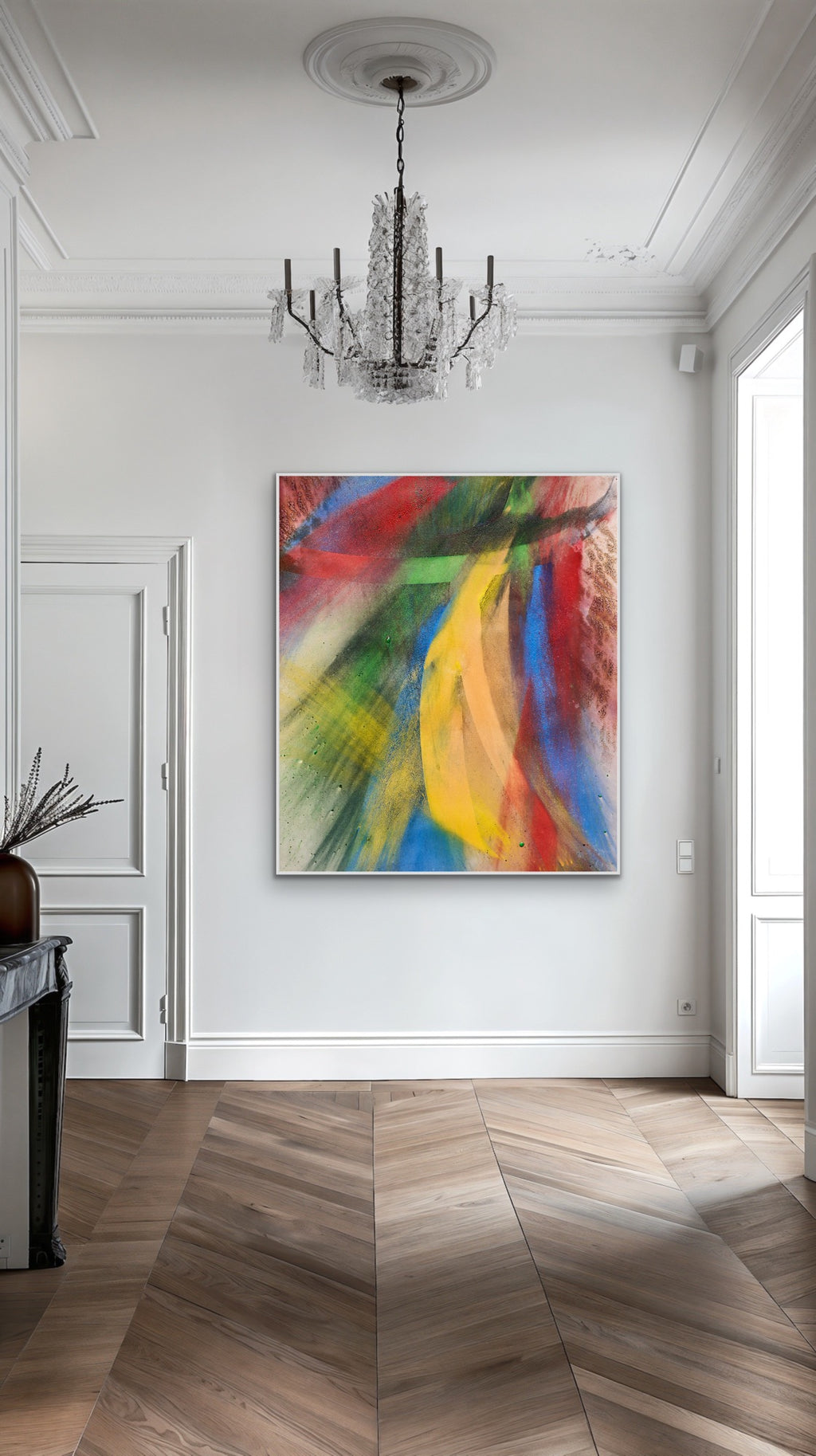 Spring in modernem Interieur – farbintensive Komposition als belebender Blickpunkt