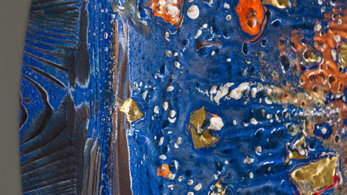 Detail of Beshine Burning Lightobject by Thomas Girbl showing ultramarine texture and gold leaf