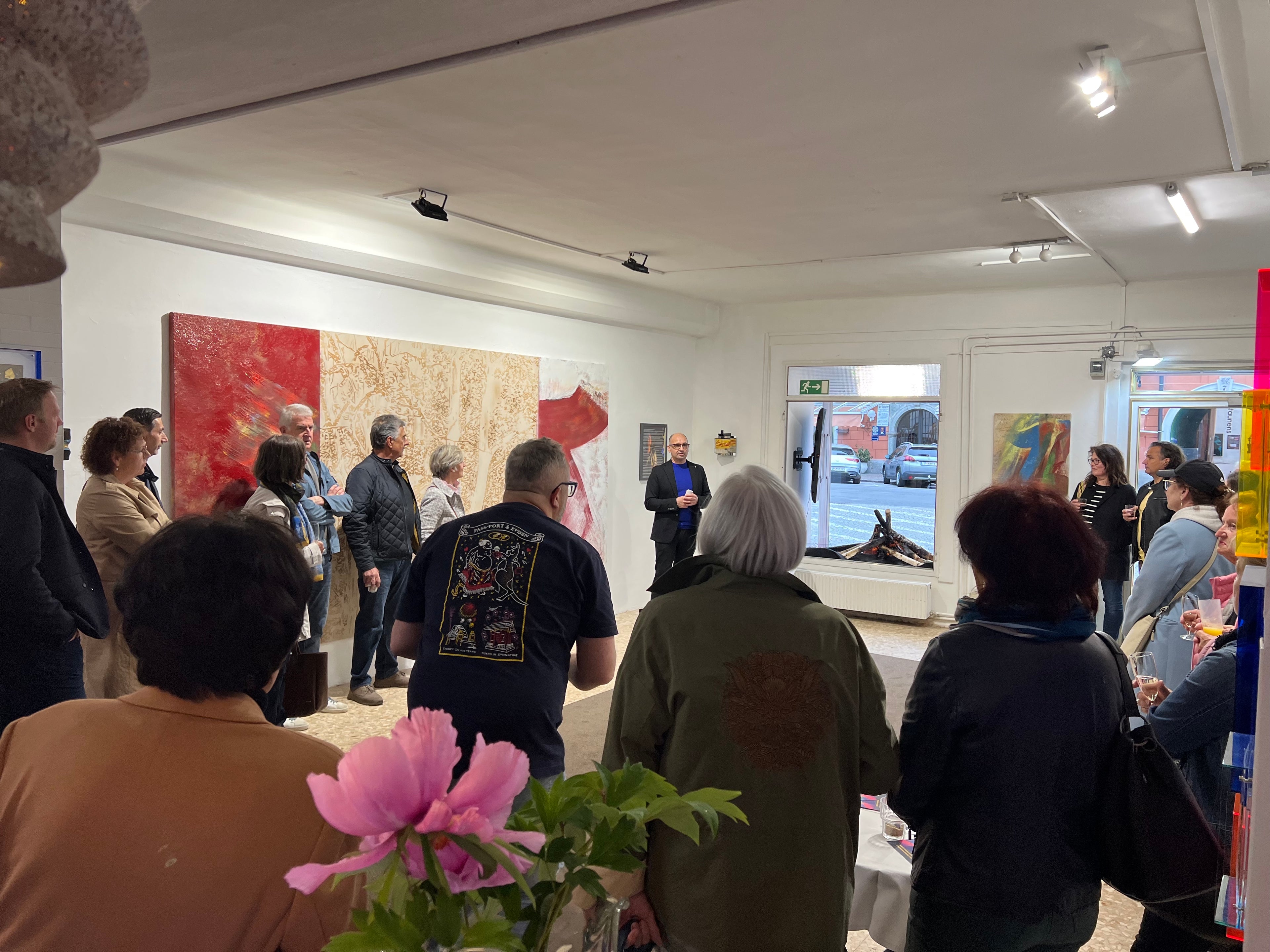 Visitors at Burningpictures exhibition opening in Künstlerstadt Gmünd