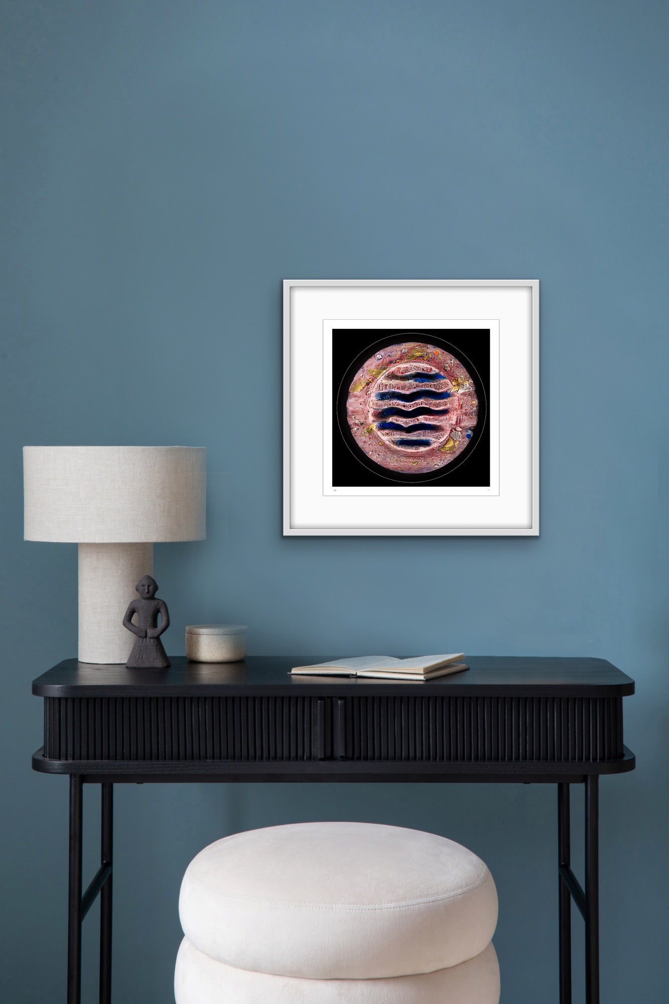 Pallaurumlight Burning Lightobject print by Thomas Girbl shown framed in contemporary interior