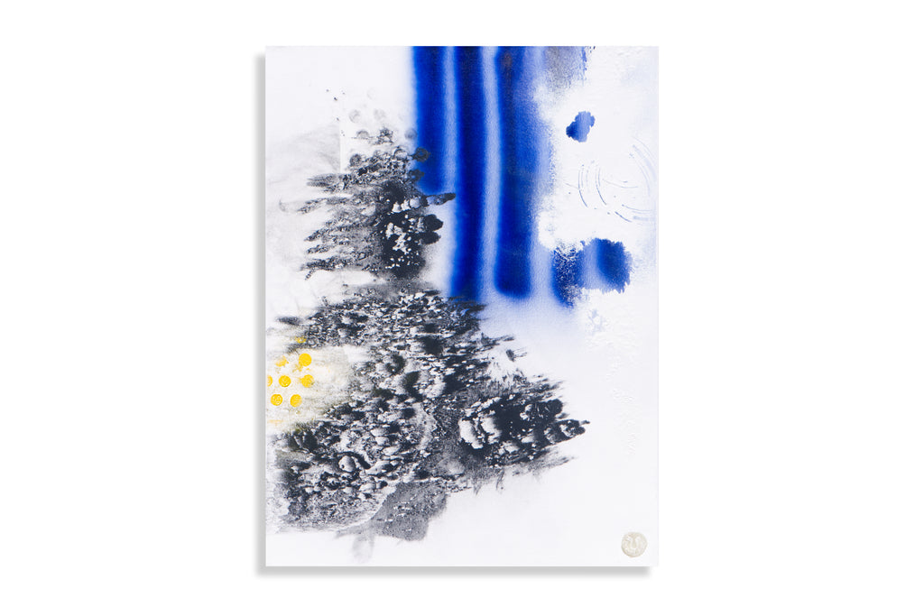 Charred Patterns von Thomas Girbl, abstraktes Kunstwerk 60 x 80 cm, Feuer und Pigment auf Leinwand